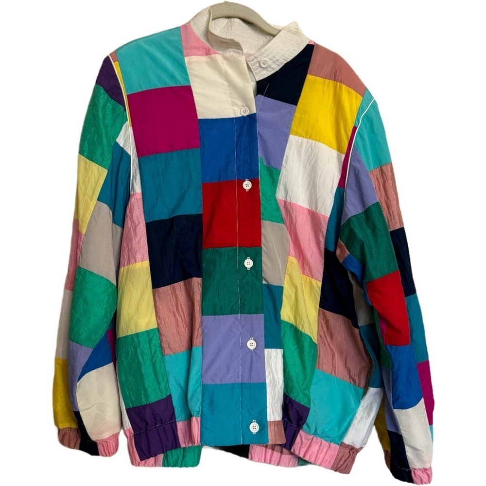 Vinta RARE Marguerite Rubel Patchwork Coat Jacket Of Many Colors Size L Retro